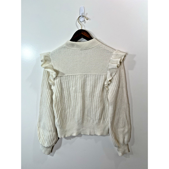 & Other Stories Women’s Wool Blend Sweater Size XS Cream Ruffles Coquette Twee - Picture 2 of 9
